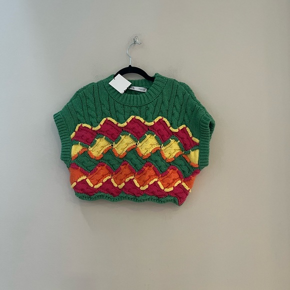 Zara Multicolor Knit Crop Top - Picture 6 of 13